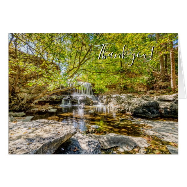 Tanyard Creek Waterfall In Fall Thank You Card (Front Horizontal)