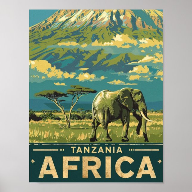Tanzania Africa Vintage Famous Travel Place Poster (Front)