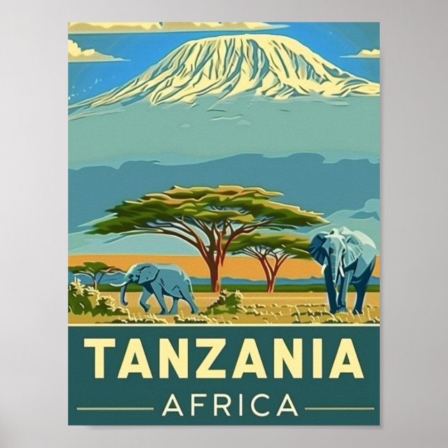 Tanzania Africa Vintage Famous Travel Place Poster (Front)