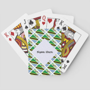 Tanzania and Tanzanian Flag Tiled Personalized  Playing Cards