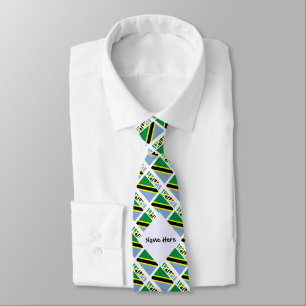 Tanzania and Tanzanian Flag Tiled with Your Name Tie