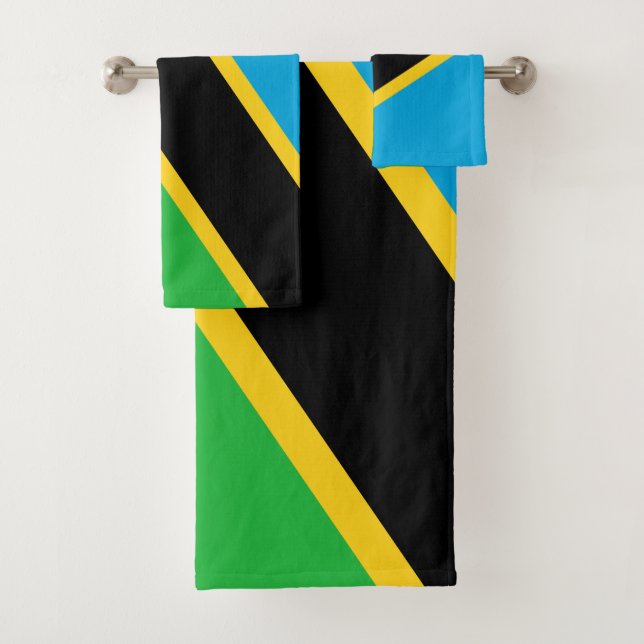 Tanzania Flag Bath Towel Set (Insitu)