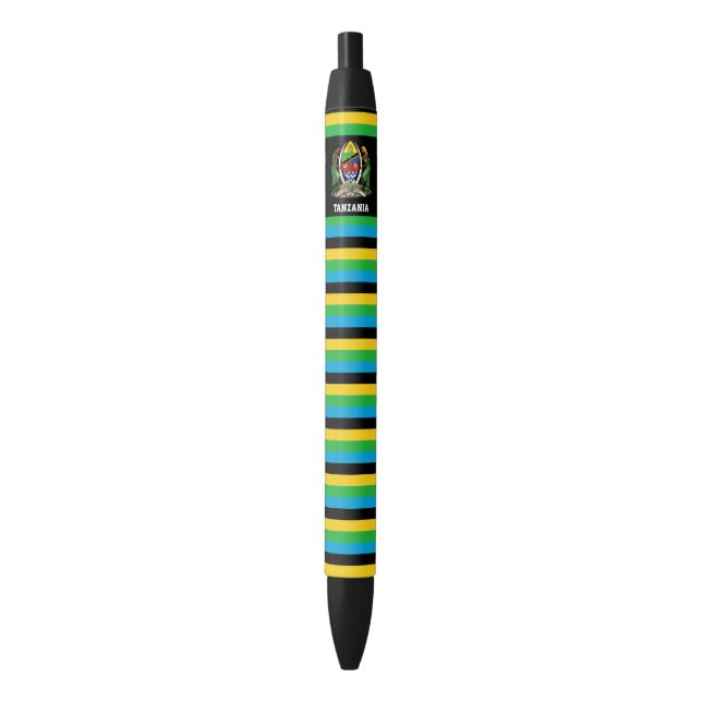Tanzania Flag Cute Patriotic Black Ink Pen (Front Vertical)
