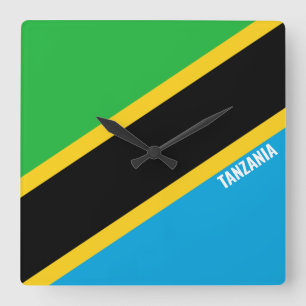 Tanzania Flag Dazzling Patriotic Square Wall Clock