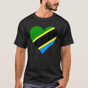 Tanzania Flag Heart Tanzania Love Tanzania T-Shirt