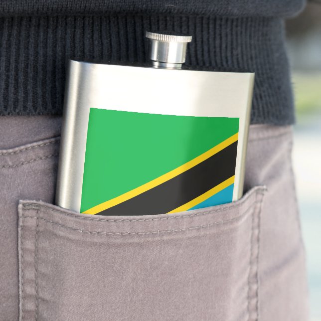 Tanzania flag hip flask (In Situ)