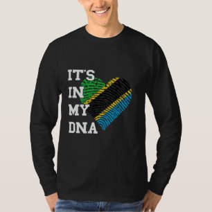 Tanzania Flag It's In My DNA Thumbmark Heart Tanza T-Shirt