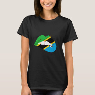 Tanzania Flag Lip Tanzanian Roots Tanzanian Pride T-Shirt