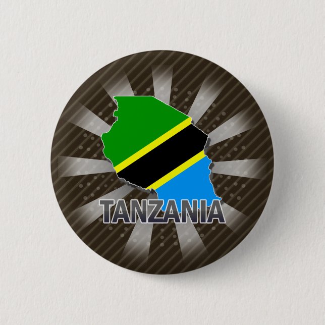 Tanzania Flag Map 2.0 6 Cm Round Badge (Front)