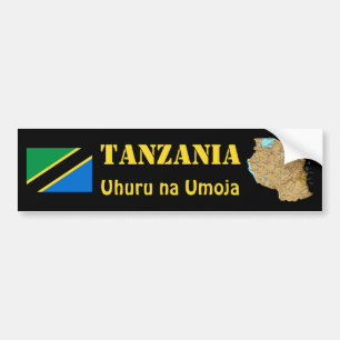 Tanzania Flag + Map Bumper Sticker