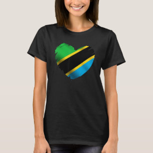 Tanzania Flag On Shape Of Heart Tanzanian Tanzania T-Shirt