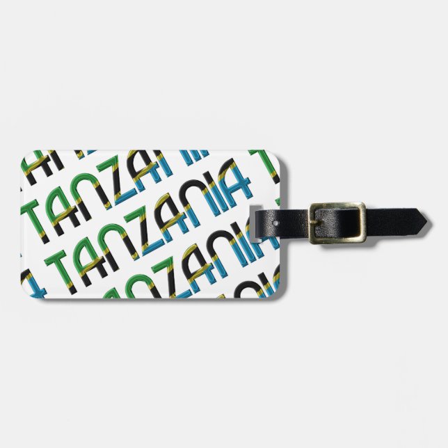 Tanzania Flag Typography Pattern Luggage Tag (Front Horizontal)