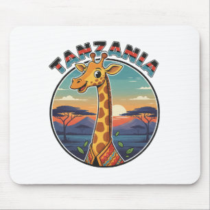 Tanzania giraffe national animal symbol cartoon cu mouse mat