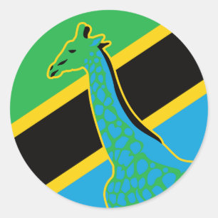 Tanzania Giraffe Tanzanian National Animal Flag Classic Round Sticker