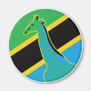 Tanzania Giraffe Tanzanian National Animal Flag Magnet