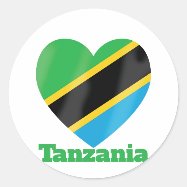 Tanzania Heart Flag  Classic Round Sticker (Front)