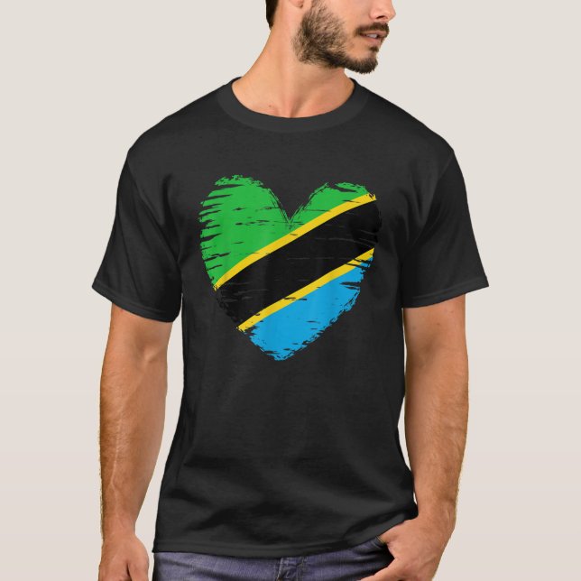 Tanzania Heart Outfit Tanzania Heart Flag I love T T-Shirt (Front)