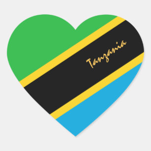 Tanzania Heart Sticker, Patriotic Tanzanian Flag Sticker