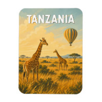 Tanzania Hot Air Balloon Illustration Travel Art