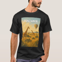 Tanzania Hot Air Balloon Illustration Travel Art
