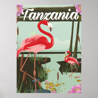 Tanzania - Lake Natron - Flamingo travel poster