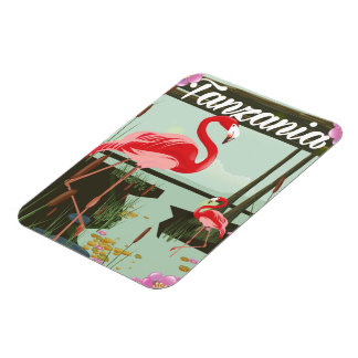 Tanzania - Lake Natron - Flamingo travel poster Magnet