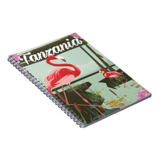 Tanzania - Lake Natron - Flamingo travel poster Notebook