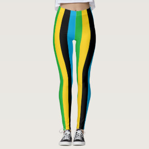 Tanzania National Flag Colours Vertical Striped Leggings
