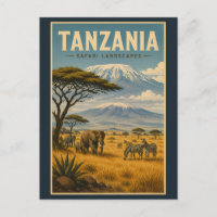 Tanzania Safari Zebra Illustration Travel Art