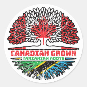 Tanzania Tanzanian Canadian Canada Tree Roots Flag Classic Round Sticker