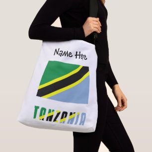 Tanzania Tanzanian Flag Black Personalisation  Crossbody Bag