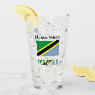 Tanzania Tanzanian Flag Black Personalisation  Glass
