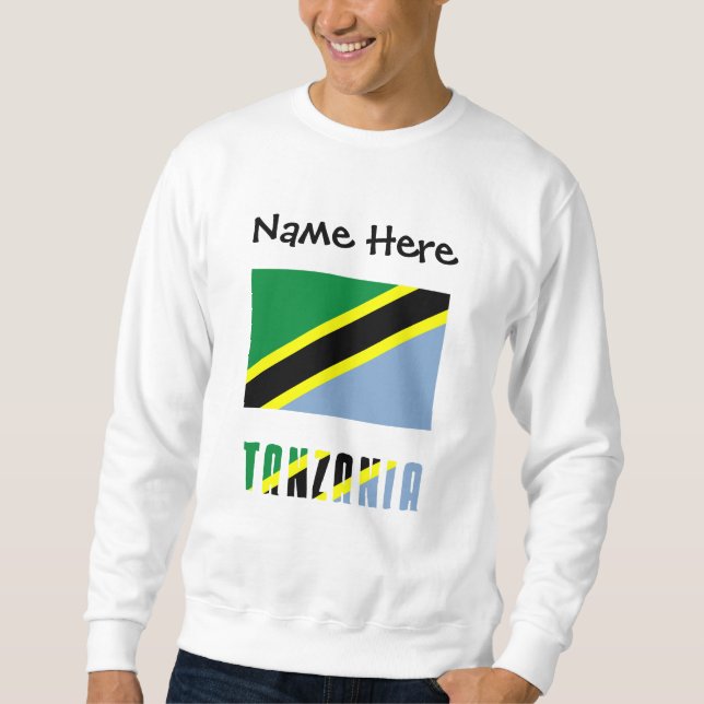 Tanzania Tanzanian Flag Black Personalisation  Sweatshirt (Front)