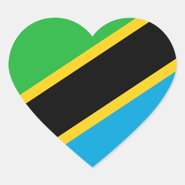 Tanzania – Tanzanian Flag Heart Sticker (Front)