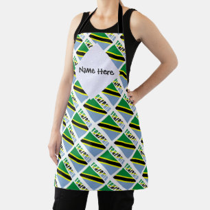 Tanzania Tanzanian Flag Tiled Black Personalizatio Apron