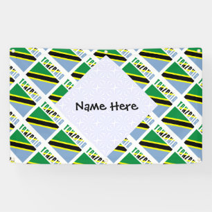 Tanzania Tanzanian Flag Tiled Black Personalizatio Banner