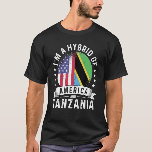 Tanzanian American Patriot Grown Flag Humor T-Shirt (Front)