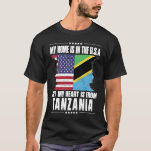 Tanzanian American Patriot Grown Proud Home Heart T-Shirt