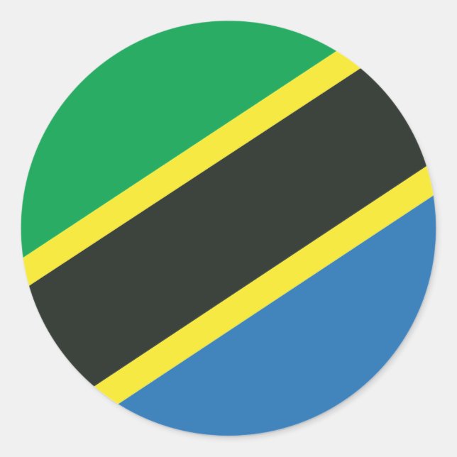 Tanzanian flag classic round sticker (Front)