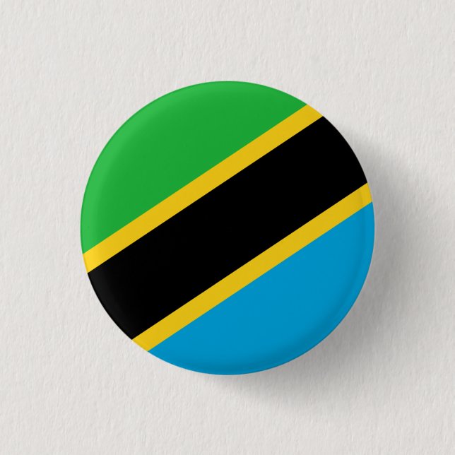 Tanzanian Flag, Flag of Tanzania 3 Cm Round Badge (Front)