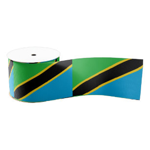 Tanzanian Flag & Tanzania travel, holiday/sports Grosgrain Ribbon