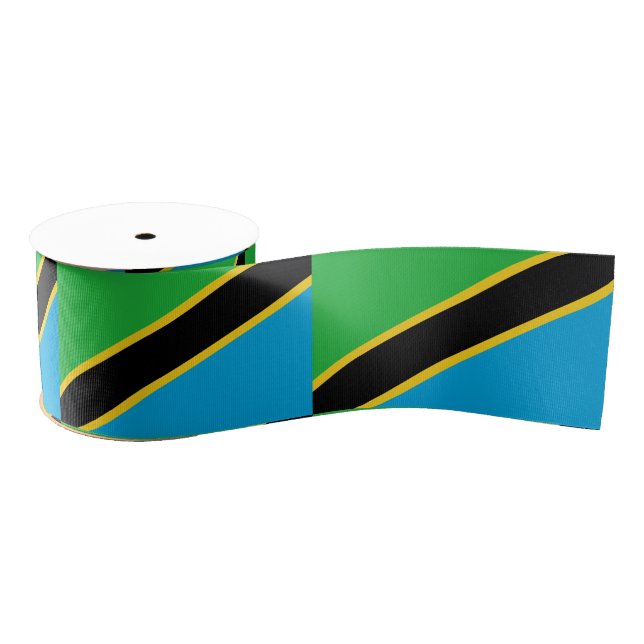 Tanzanian Flag & Tanzania travel, holiday/sports Grosgrain Ribbon (Spool)