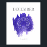 Tanzanite Birthstone December Poster<br><div class="desc">This art print poster features a tanzanite purple/blue watercolor wash and graphic gemstone outline for the birthstone of December.</div>
