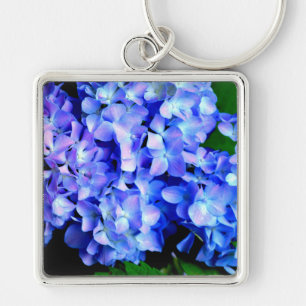 Tanzanite hydrangeas, blue purple magenta flowers  key ring