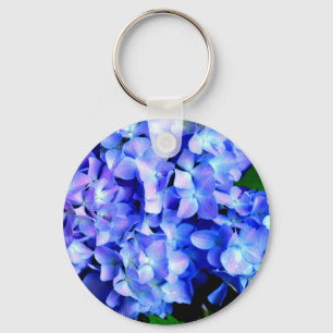Tanzanite hydrangeas, blue purple magenta flowers key ring