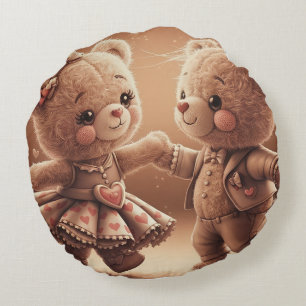 Tanzende Teddys Round Cushion