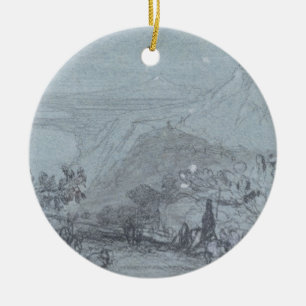 Taormina, from 'Views of Sicily' (chalk & gouache Ceramic Tree Decoration