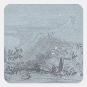 Taormina, from 'Views of Sicily' (chalk & gouache Square Sticker