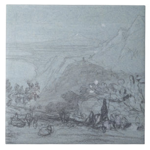 Taormina, from 'Views of Sicily' (chalk & gouache Tile