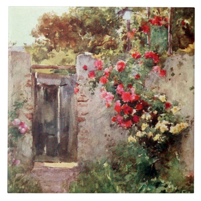 Taormina Italy Flowers 1918 Tile (Front)